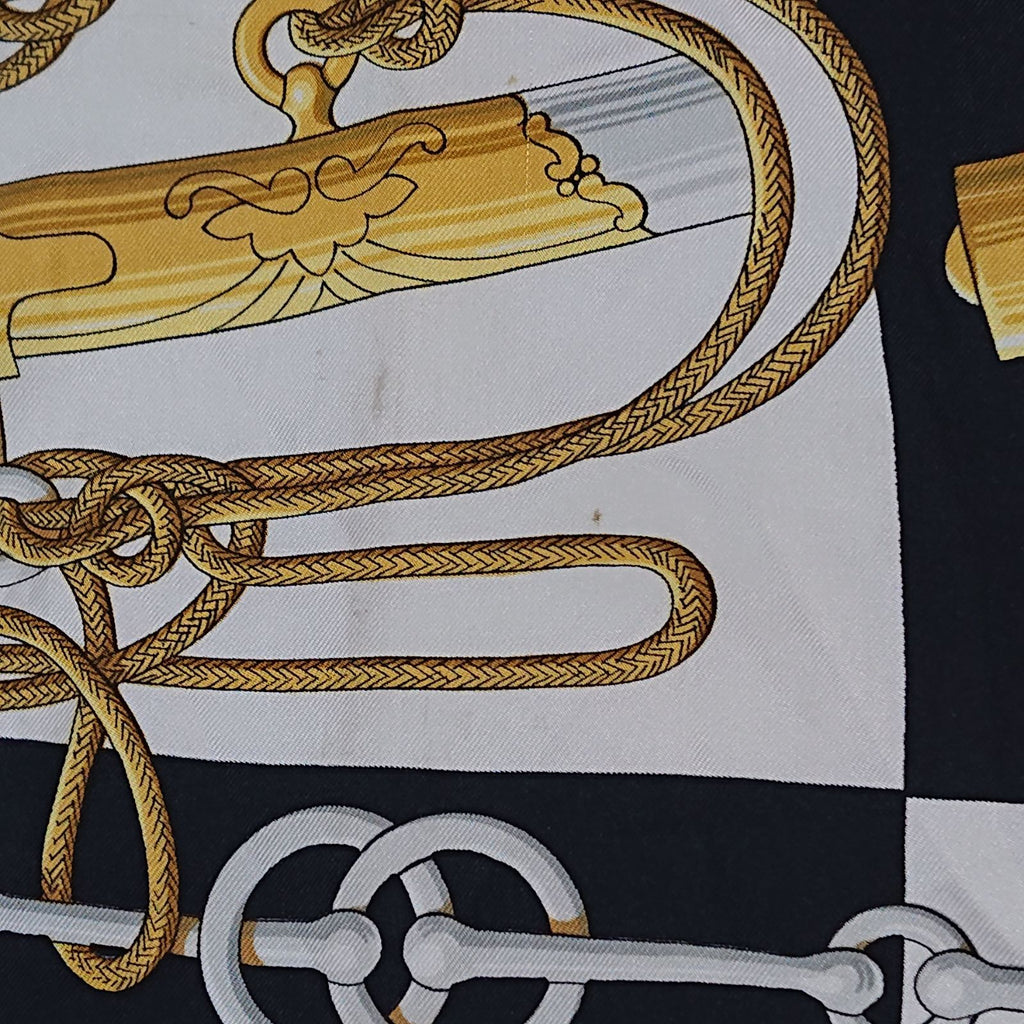 Hermes Carre 90 Cliquetis Silk Scarf Black — view 9