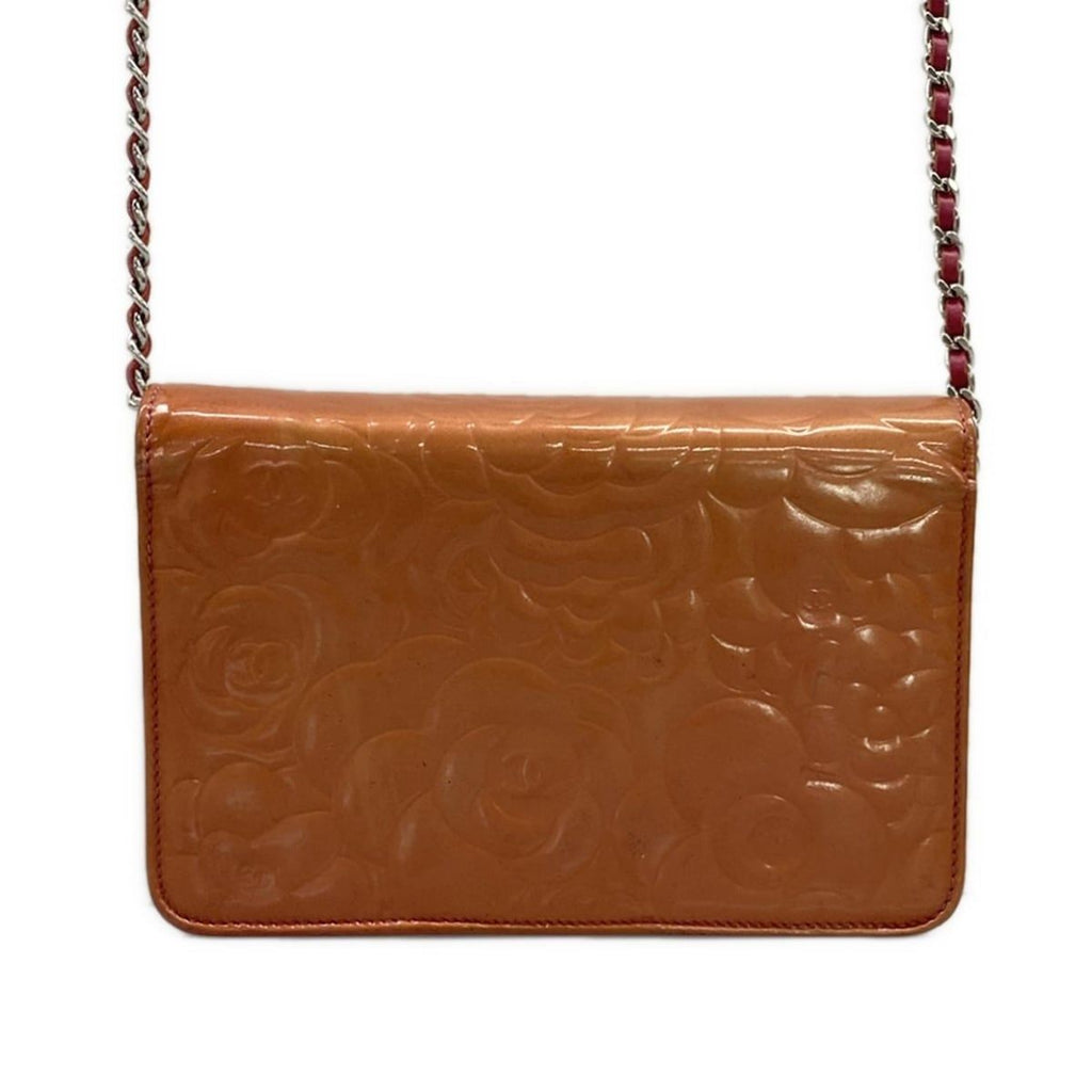 Chanel Wallet Camellia Pink Chain Silver Leather Shoulder — view 2