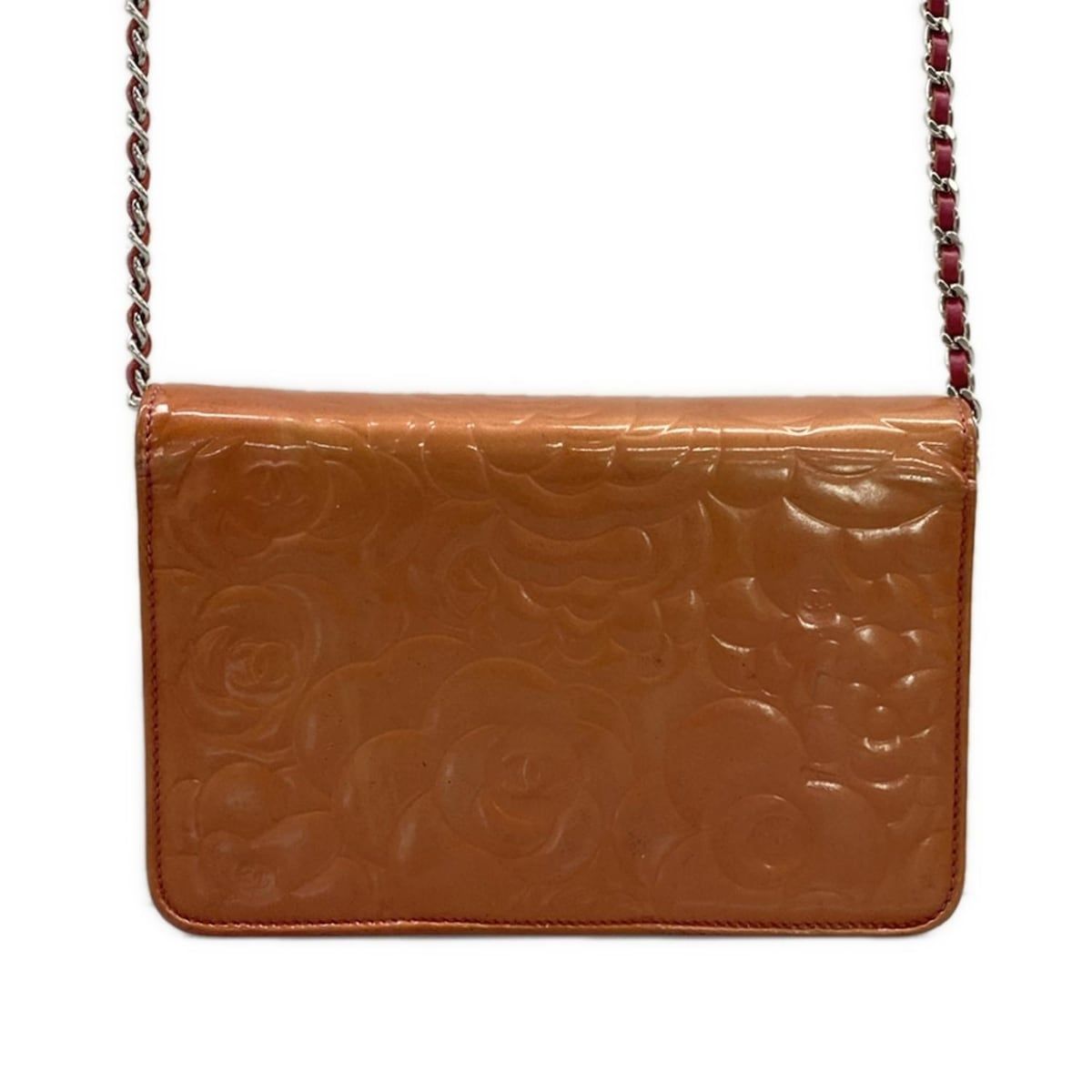 Chanel Wallet Camellia Pink Chain Silver Leather Shoulder — view 2