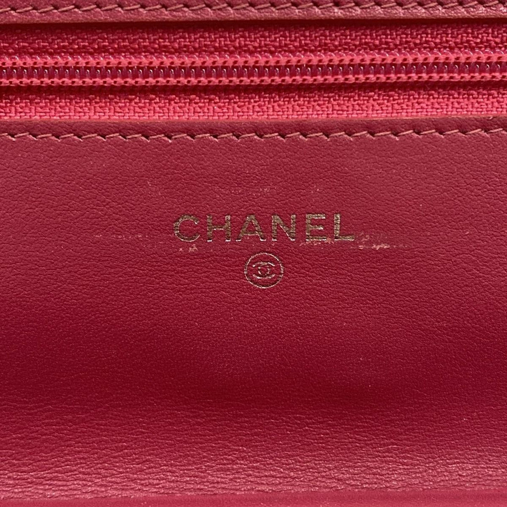 Chanel Wallet Camellia Pink Chain Silver Leather Shoulder — view 6