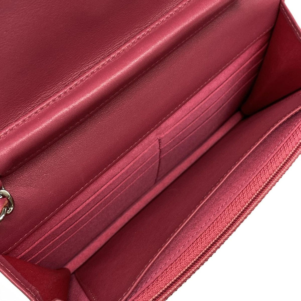 Chanel Wallet Camellia Pink Chain Silver Leather Shoulder — view 4