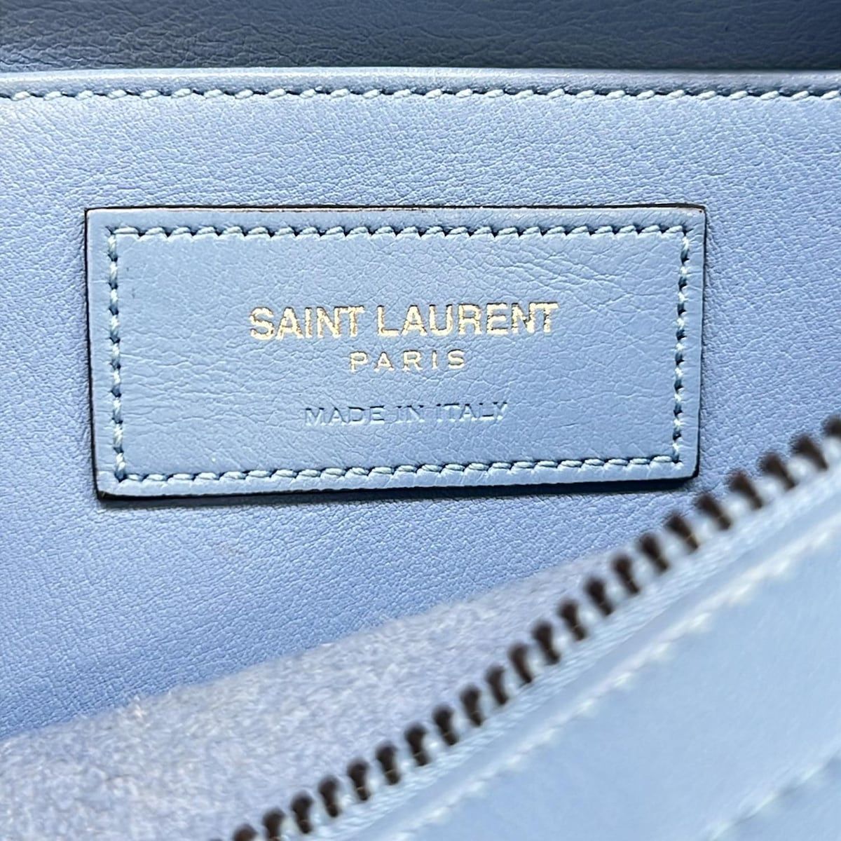 Saint Laurent Paris Handbag Baby Monogram Cabas Blue Leather — view 9