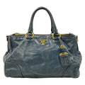 Prada Tote Blue Green Leather