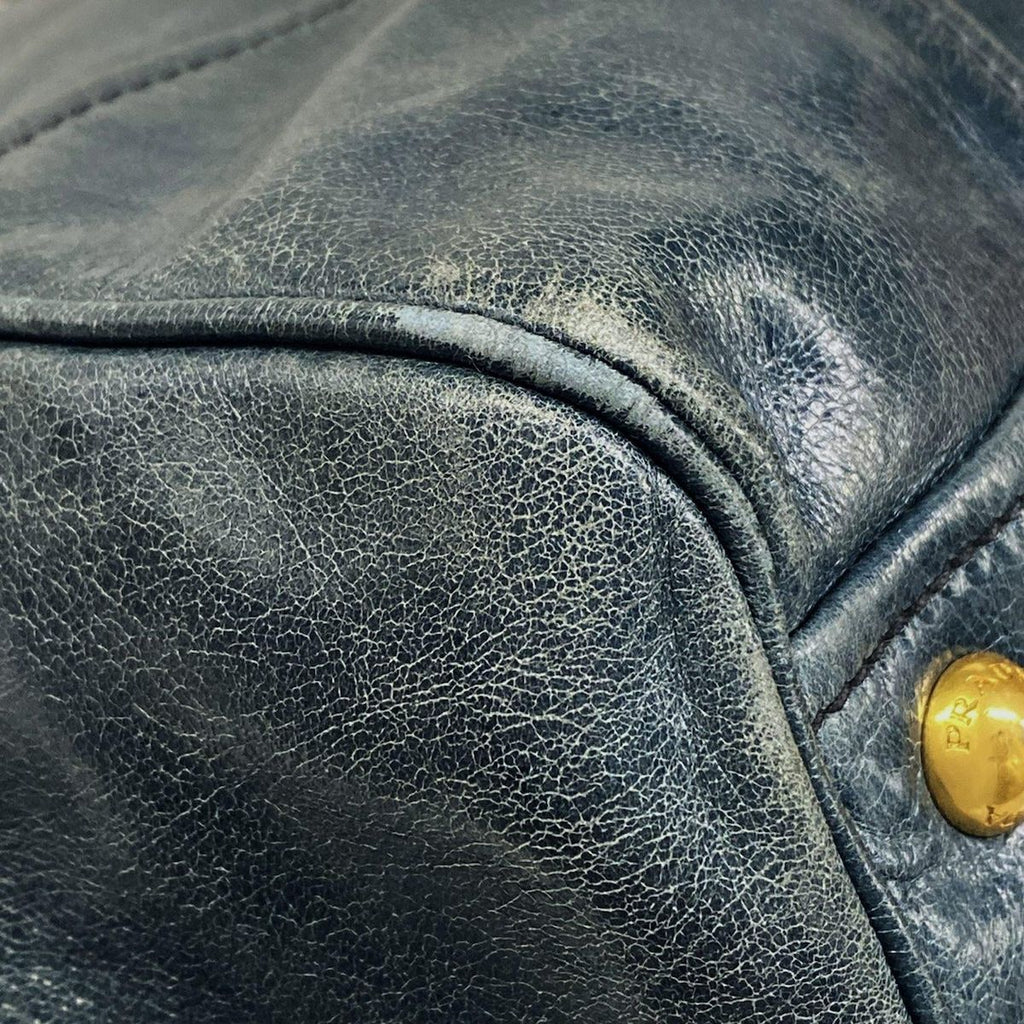 Prada Tote Blue Green Leather — view 6