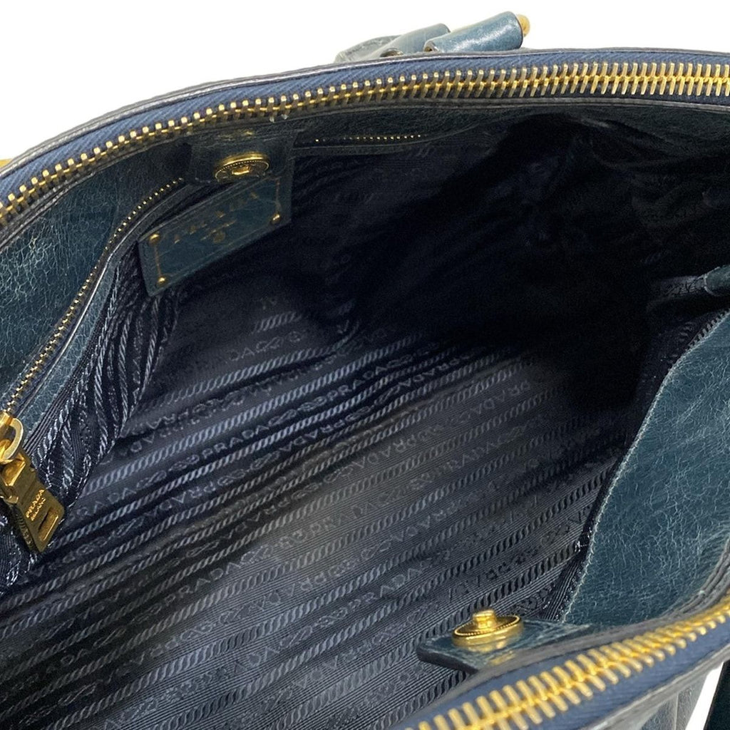 Prada Tote Blue Green Leather — view 7