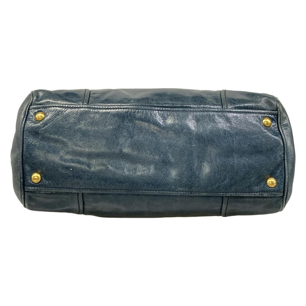 Prada Tote Blue Green Leather — view 5
