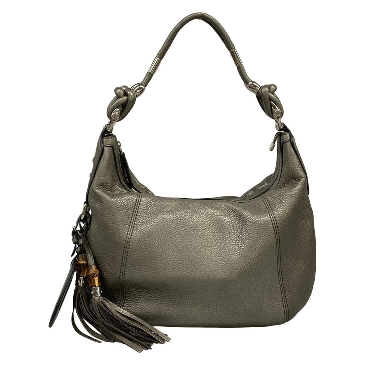 Gucci Shoulder Bag Gray Leather