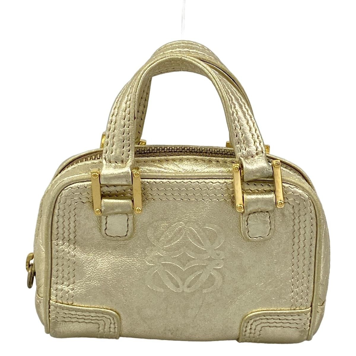 Loewe Amazona Nano Gold Mini Bag with Key Ring Leather