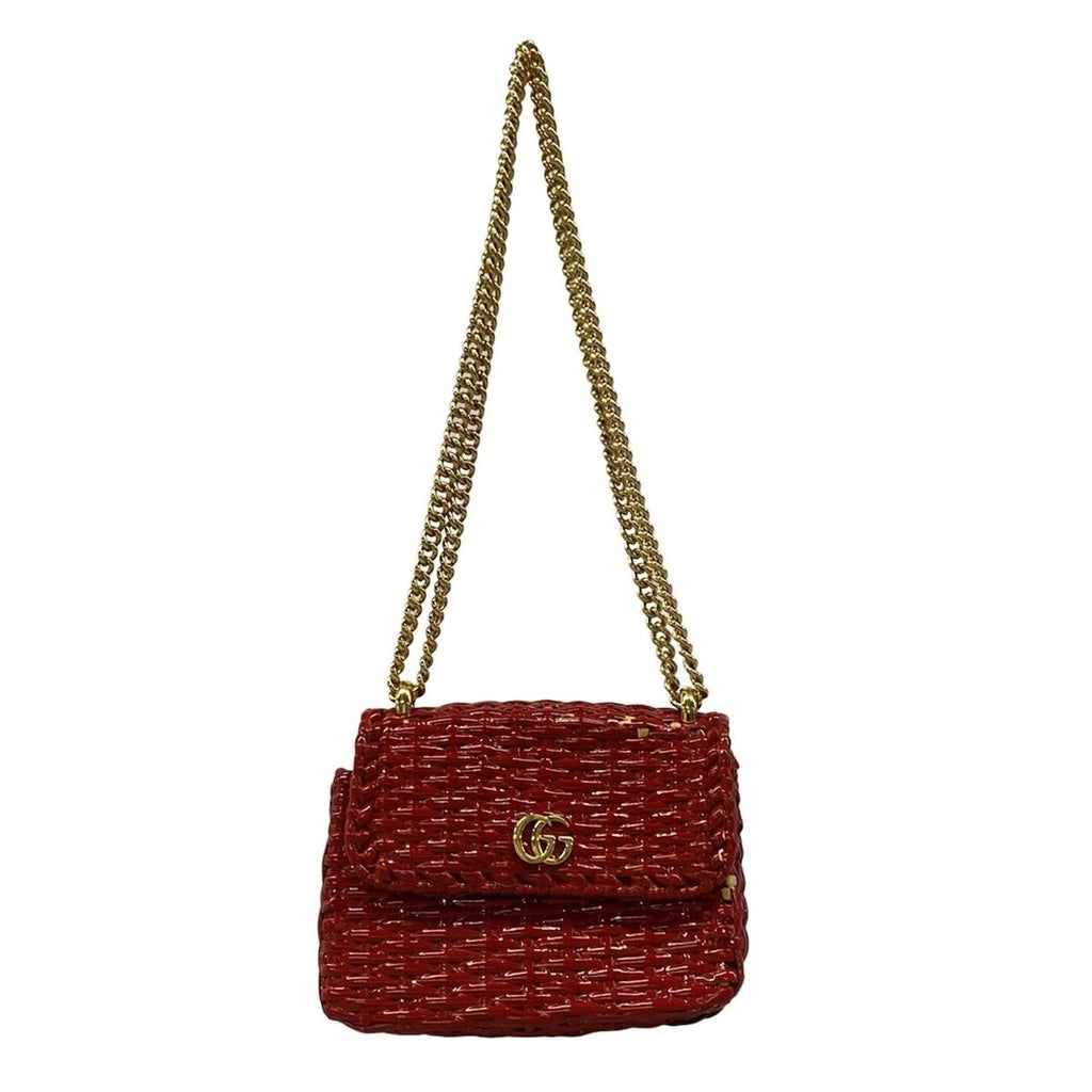 Gucci Shoulder Bag Web Wicka Mini Bag Red Chain