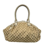 Gucci Handbag GG Pattern Beige Dark Brown Ivory Leather — view 3