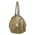 Gucci Handbag GG Pattern Beige Dark Brown Ivory Leather — view 4