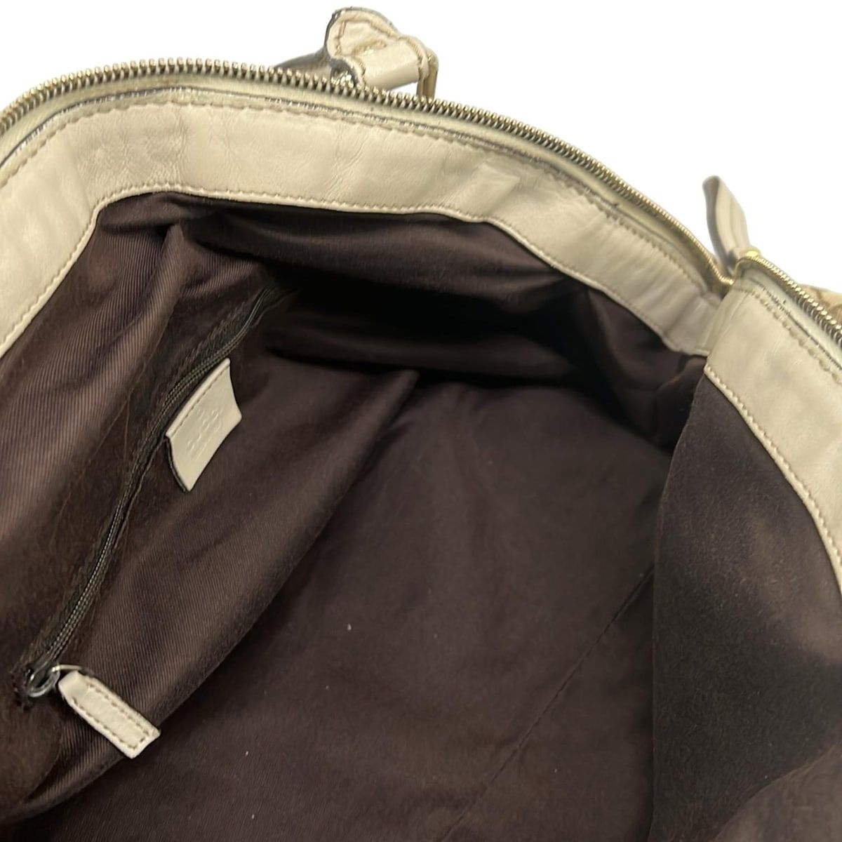 Gucci Handbag GG Pattern Beige Dark Brown Ivory Leather — view 7
