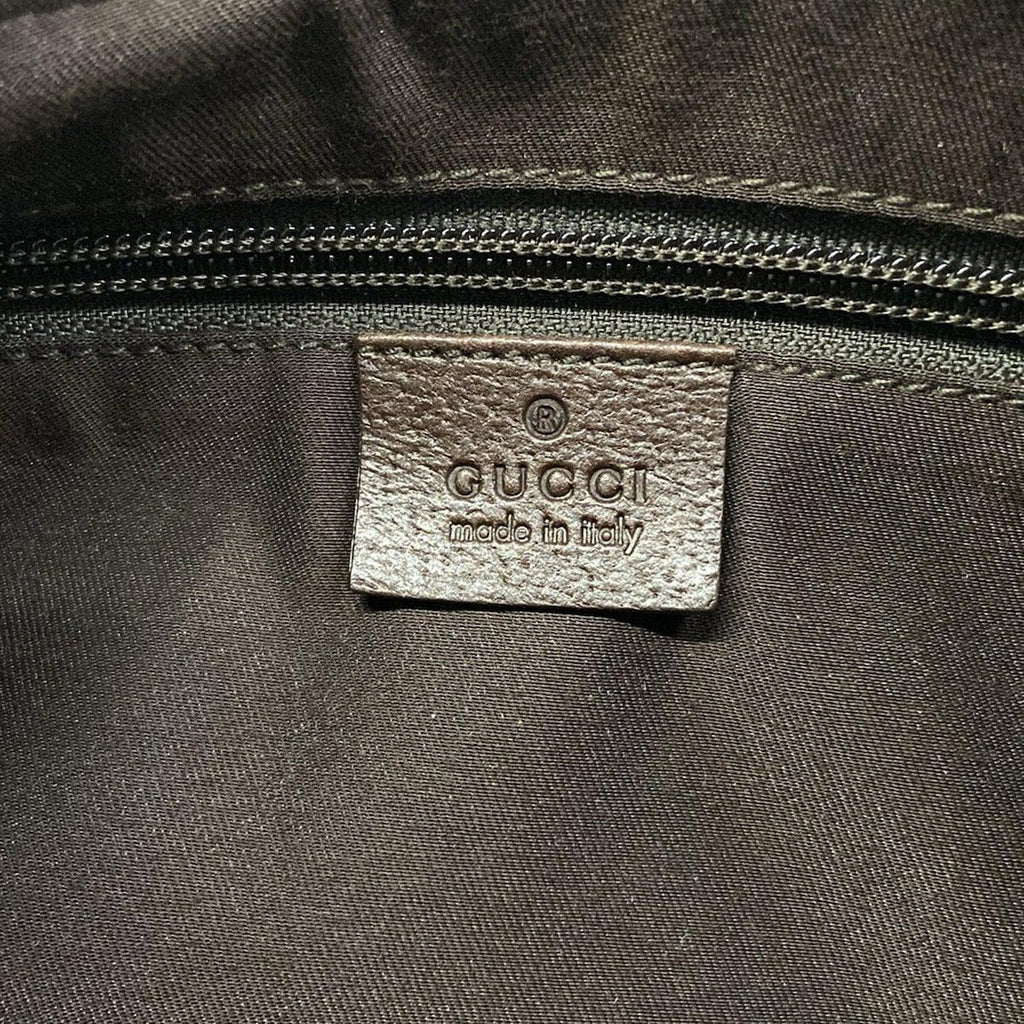 Gucci Shoulder Bag GG Pattern Beige Dark Brown Leather — view 8