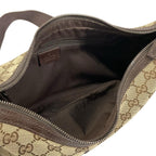 Gucci Shoulder Bag GG Pattern Beige Dark Brown Leather — view 7