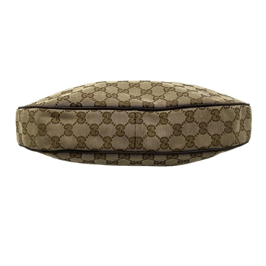 Gucci Shoulder Bag GG Pattern Beige Dark Brown Leather — view 5