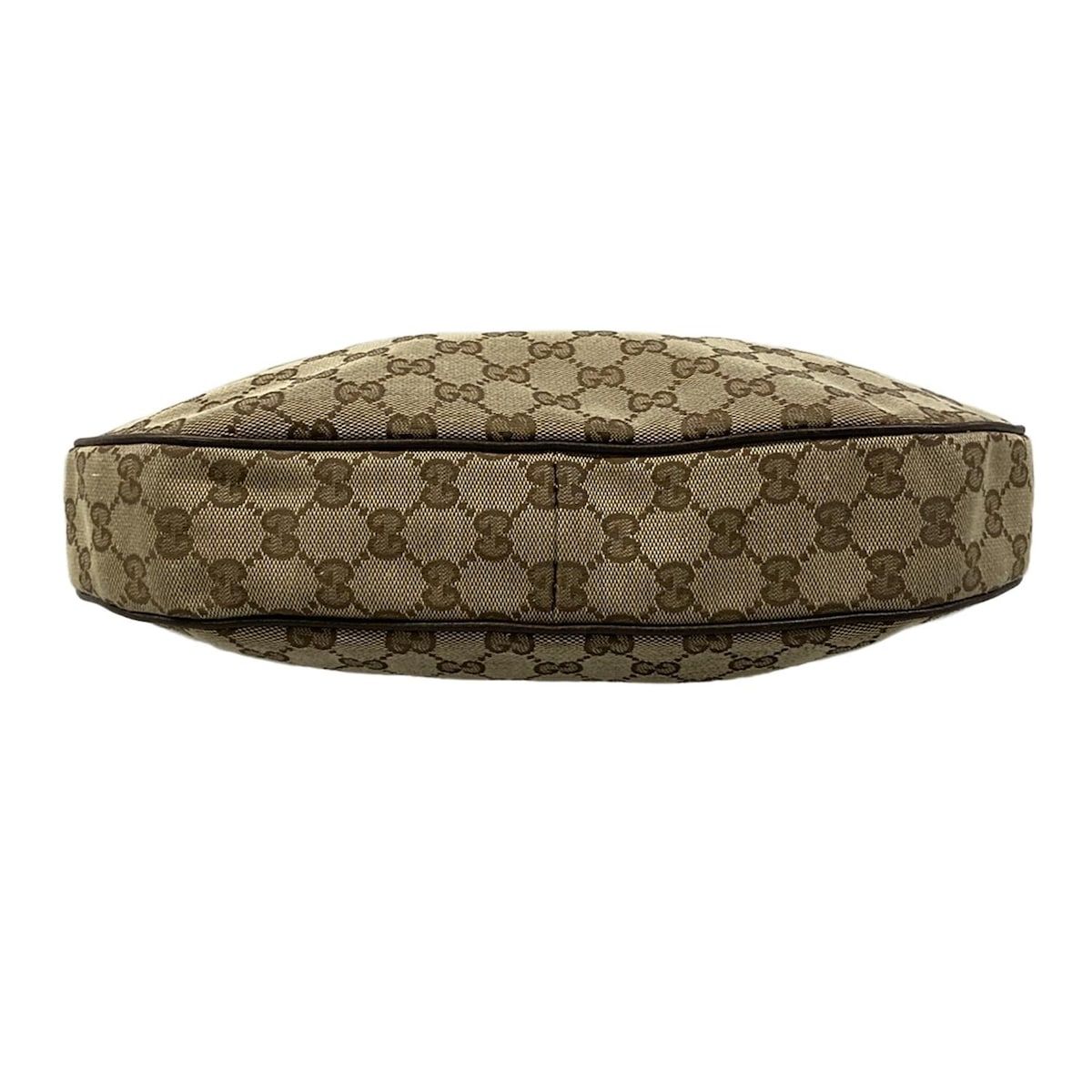 Gucci Shoulder Bag GG Pattern Beige Dark Brown Leather — view 5