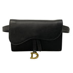 Dior Waist Pouch Saddle Bag Black Leather