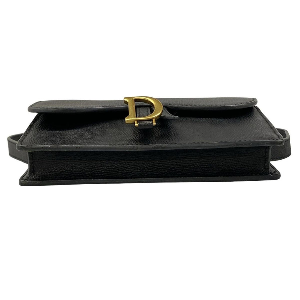 Dior Waist Pouch Saddle Bag Black Leather — view 5