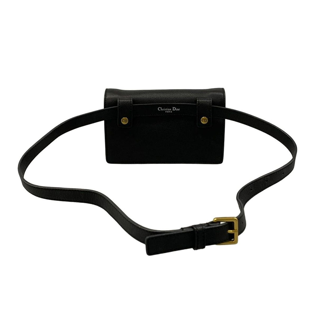 Dior Waist Pouch Saddle Bag Black Leather — view 3