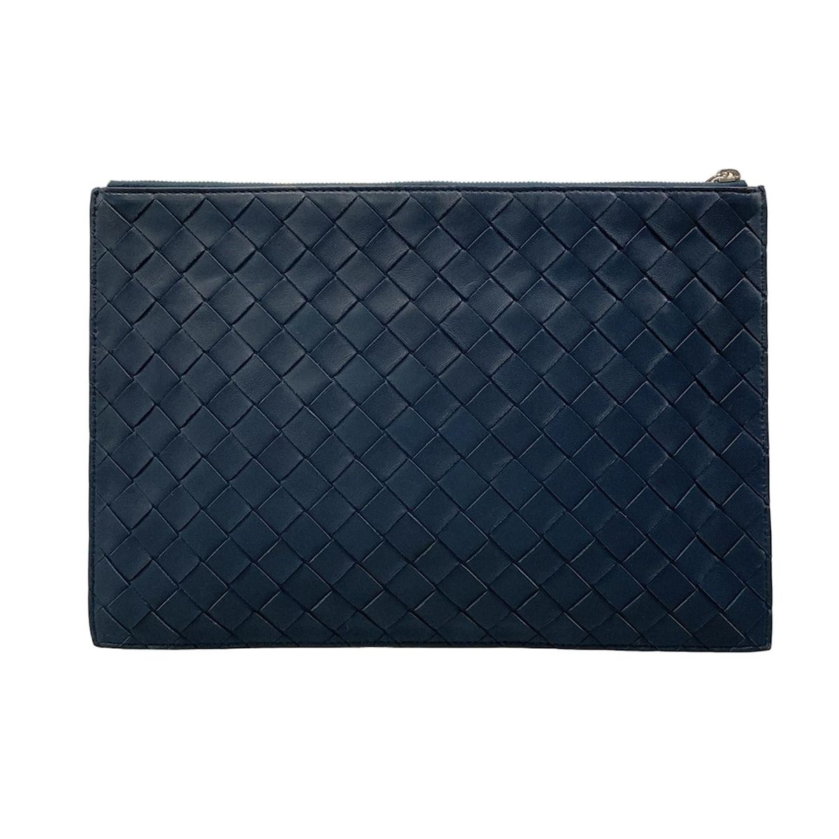 Bottega Veneta Clutch Intrecciato Navy Leather — view 3