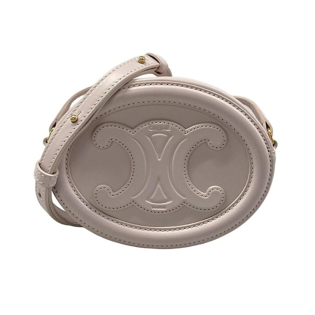 Celine Shoulder Bag Crossbody Oval Purse Cuill Triomphe Light Pink