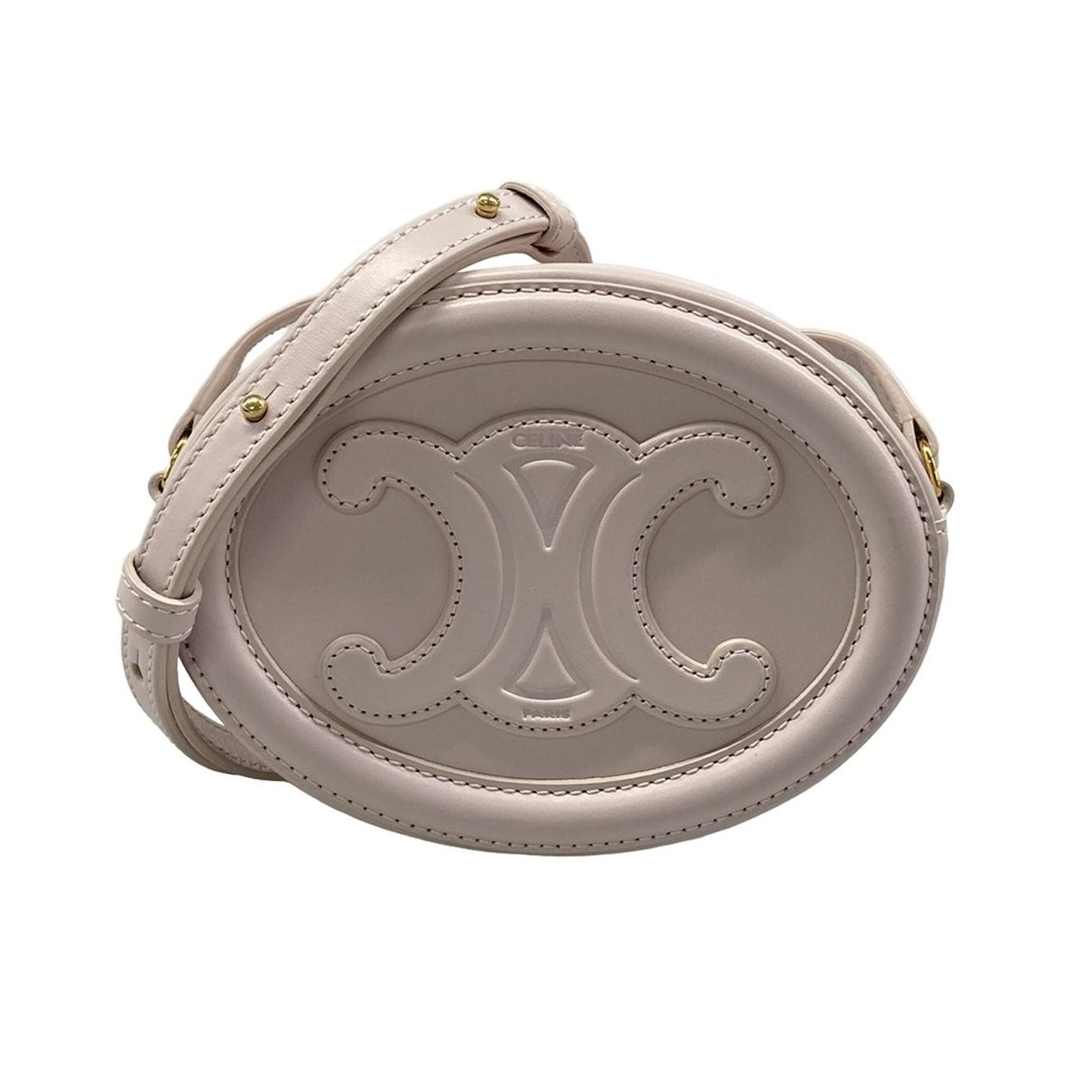 Celine Shoulder Bag Crossbody Oval Purse Cuill Triomphe Light Pink