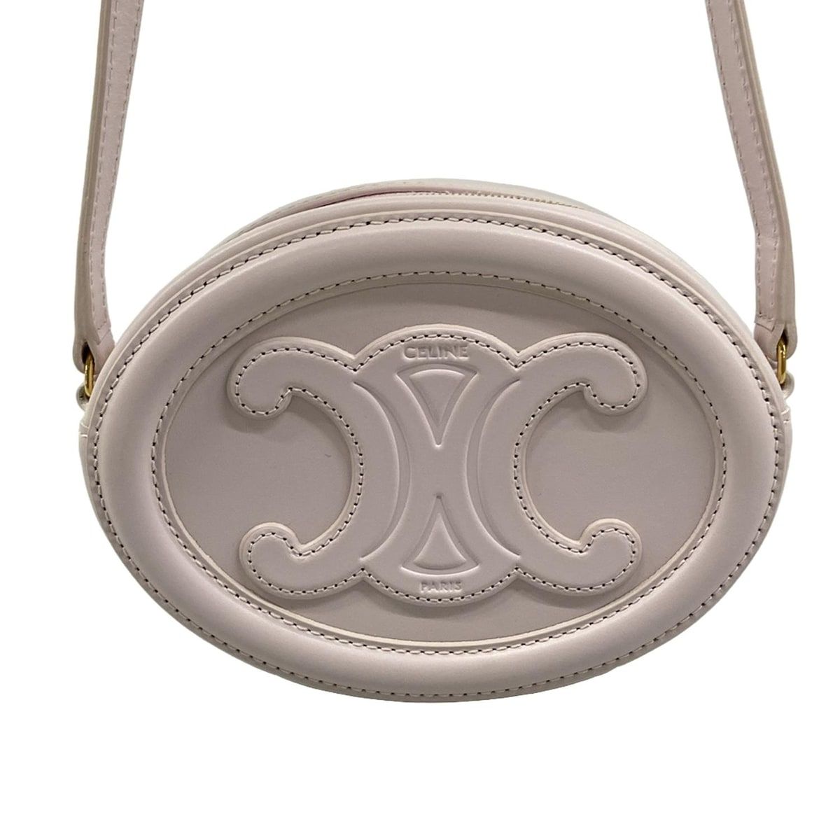 Celine Shoulder Bag Crossbody Oval Purse Cuill Triomphe Light Pink — view 3