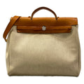 Hermes Handbag Herbag MM Ivory Brown Silver