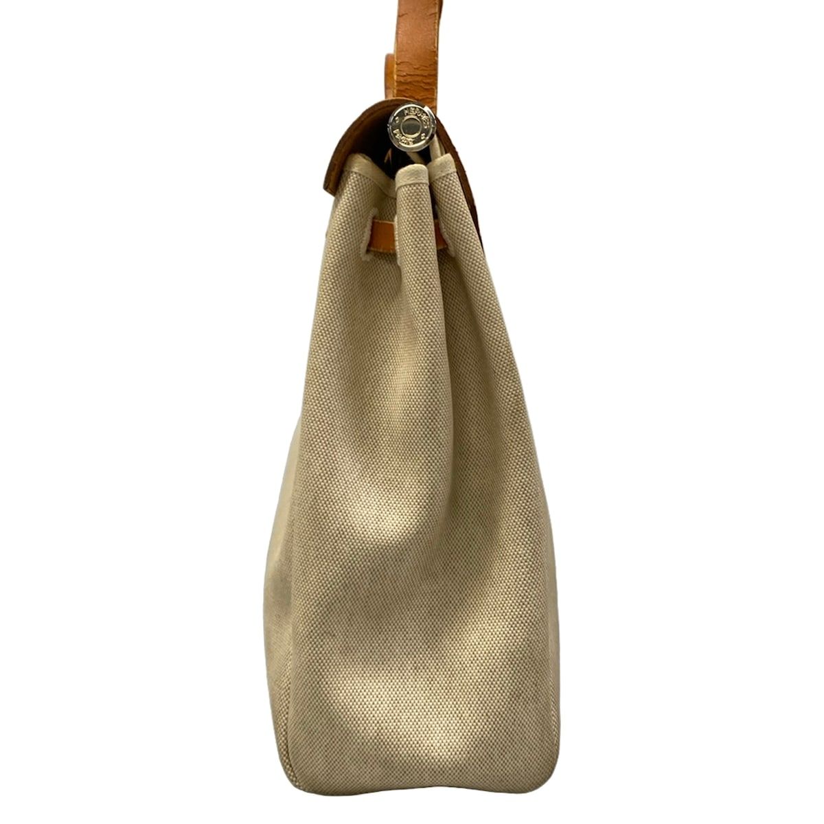 Hermes Handbag Herbag MM Ivory Brown Silver — view 4