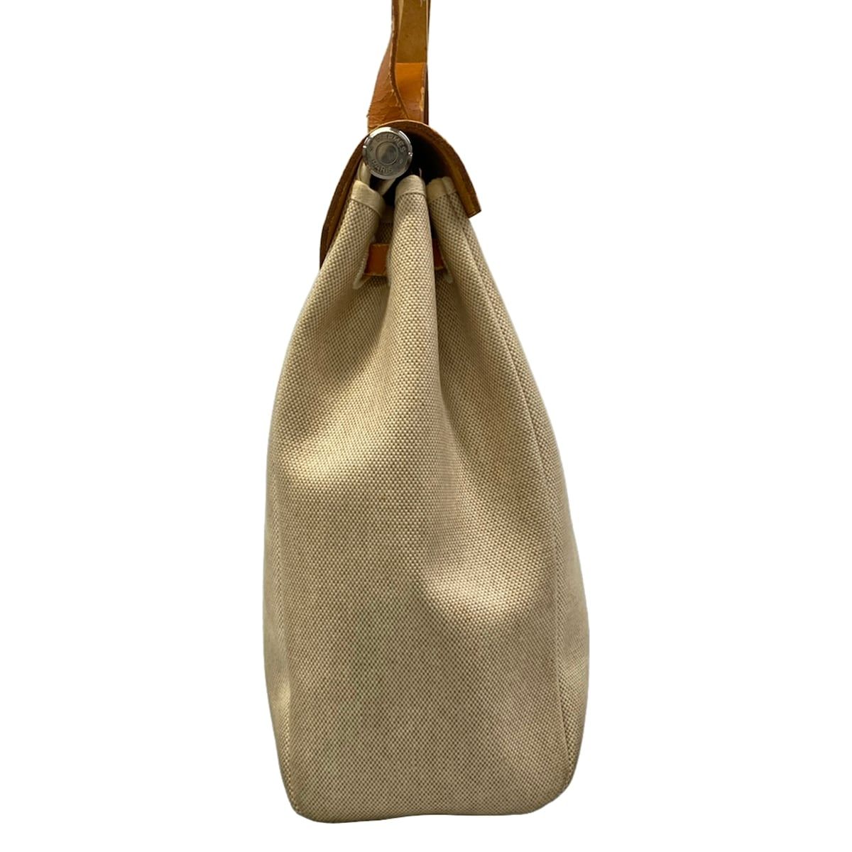 Hermes Handbag Herbag MM Ivory Brown Silver — view 2