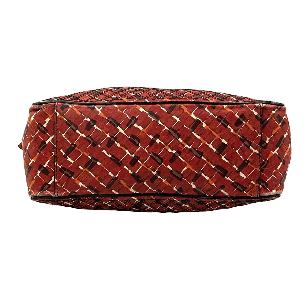 Bottega Veneta Shoulder Bag Red Dark Brown Multi Chain Stitch Leather — view 5