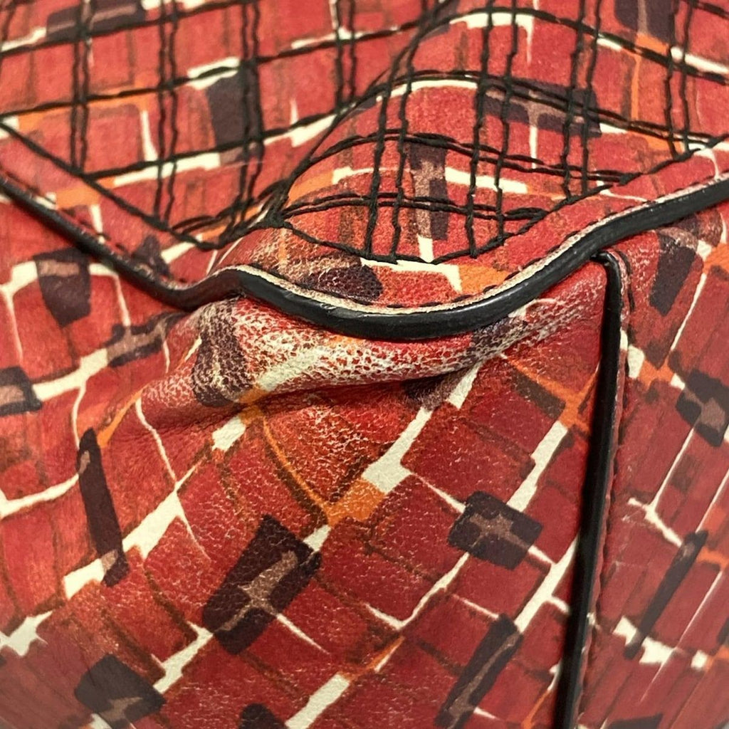 Bottega Veneta Shoulder Bag Red Dark Brown Multi Chain Stitch Leather — view 6