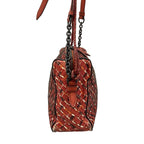 Bottega Veneta Shoulder Bag Red Dark Brown Multi Chain Stitch Leather — view 2