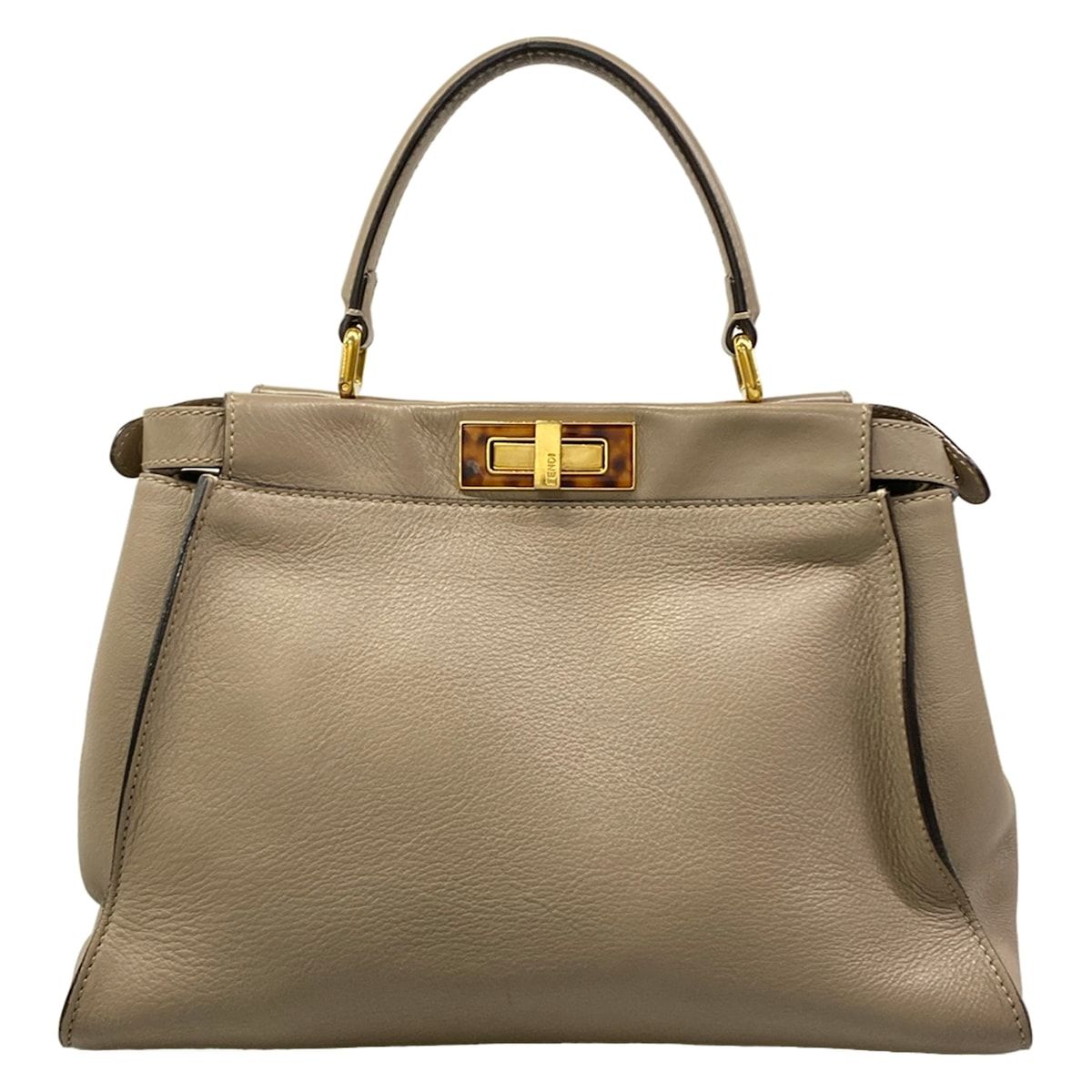 Fendi Handbag Peekaboo Iconic Gray Beige Tortoiseshell Leather — view 3