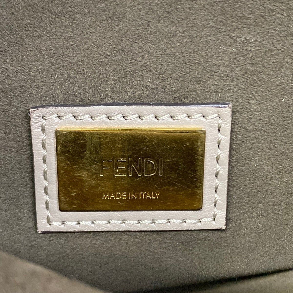 Fendi Handbag Peekaboo Iconic Gray Beige Tortoiseshell Leather — view 9