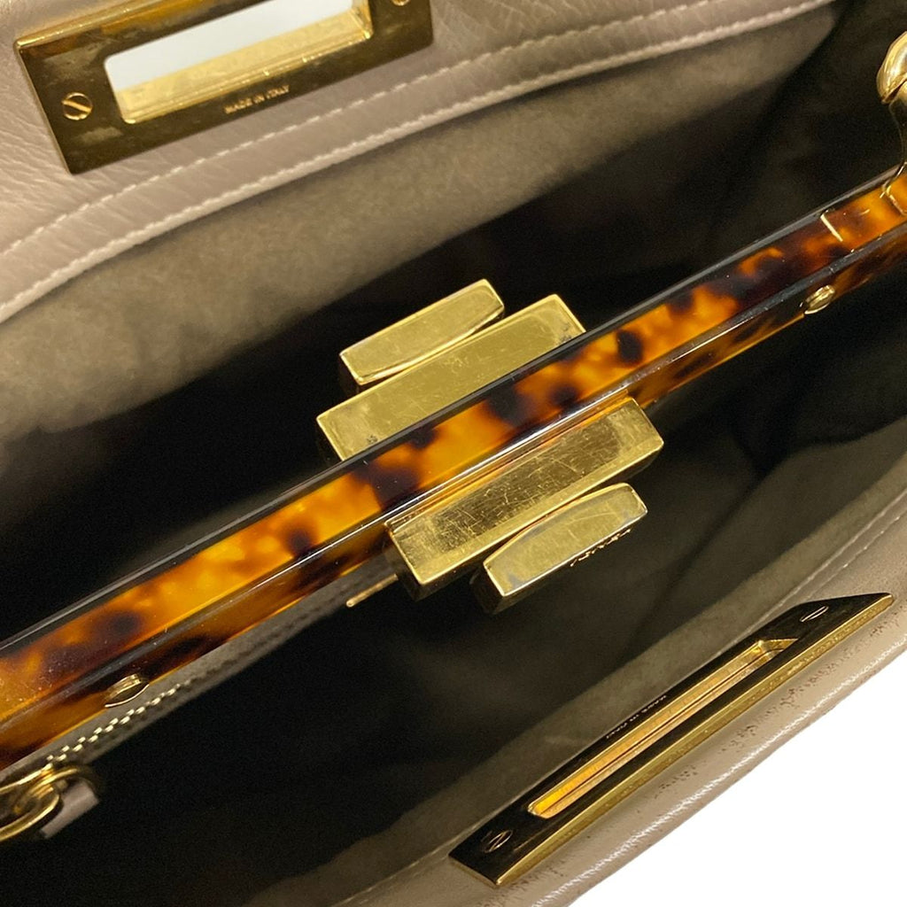Fendi Handbag Peekaboo Iconic Gray Beige Tortoiseshell Leather — view 7