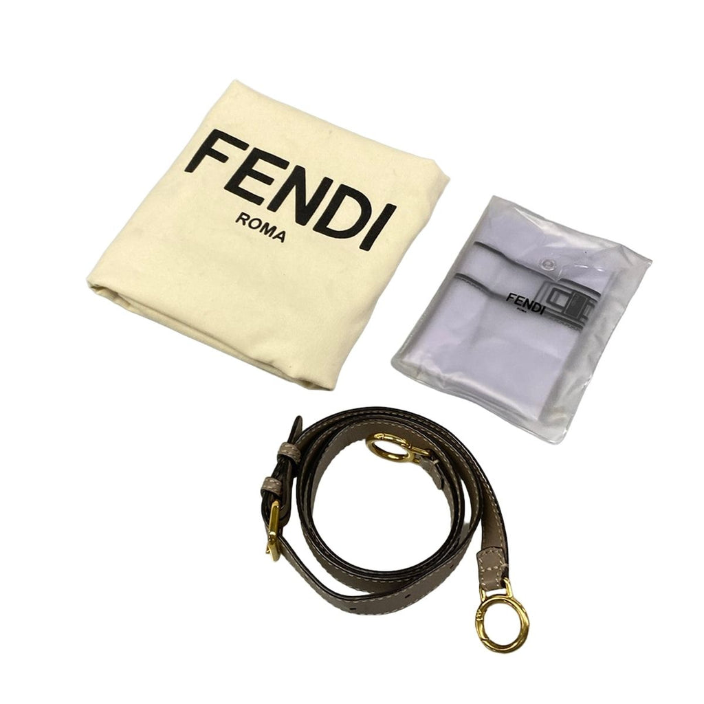 Fendi Handbag Peekaboo Iconic Gray Beige Tortoiseshell Leather — view 8