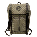 Gucci Backpack GG Plus Supreme Interlocking Dark Brown Beige Leather