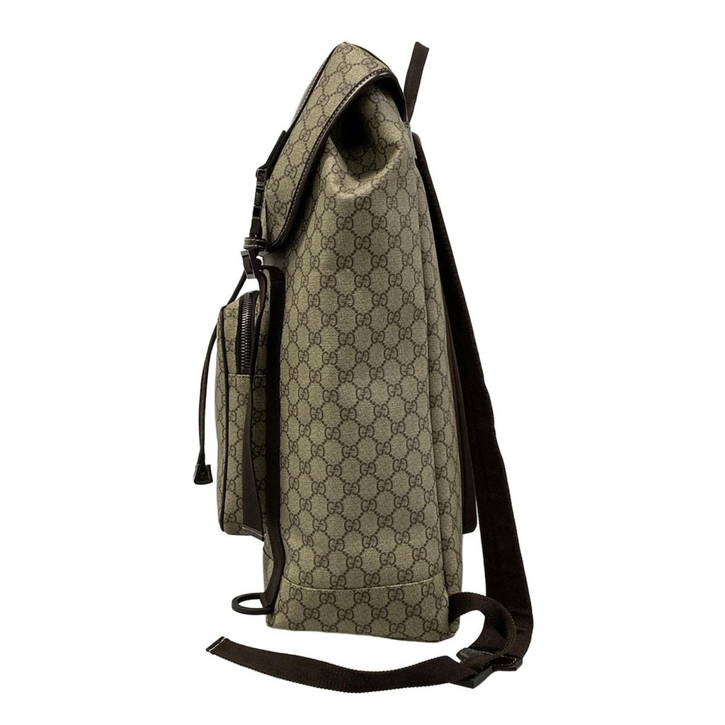 Gucci Backpack GG Plus Supreme Interlocking Dark Brown Beige Leather — view 4