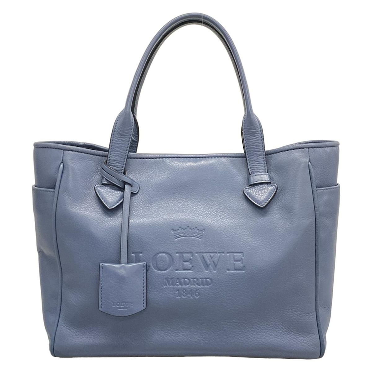 Loewe Tote Heritage Blue Gray Leather