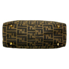 Fendi Tote Zucca Pattern Beige Black Dark Brown Leather — view 5