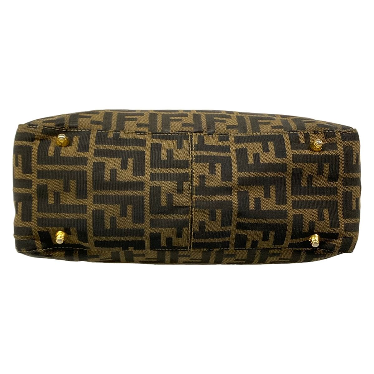 Fendi Tote Zucca Pattern Beige Black Dark Brown Leather — view 5