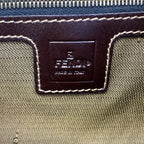 Fendi Tote Zucca Pattern Beige Black Dark Brown Leather — view 8