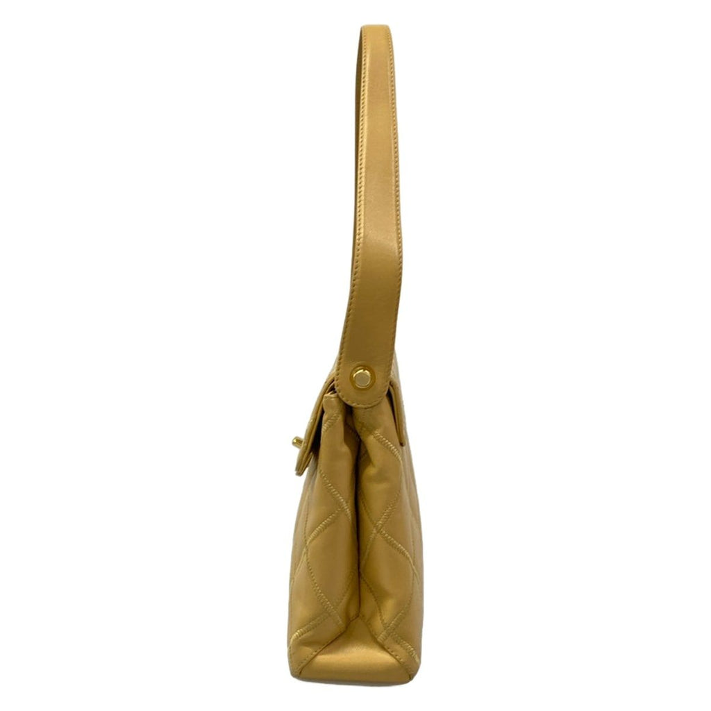 Chanel Shoulder Bag Ultra Stitch Beige Gold Flap Leather — view 4
