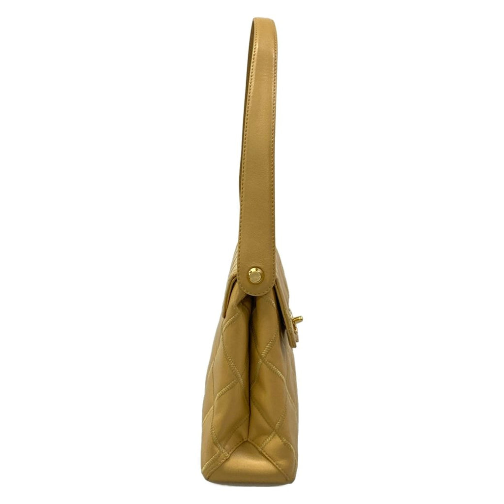 Chanel Shoulder Bag Ultra Stitch Beige Gold Flap Leather — view 2