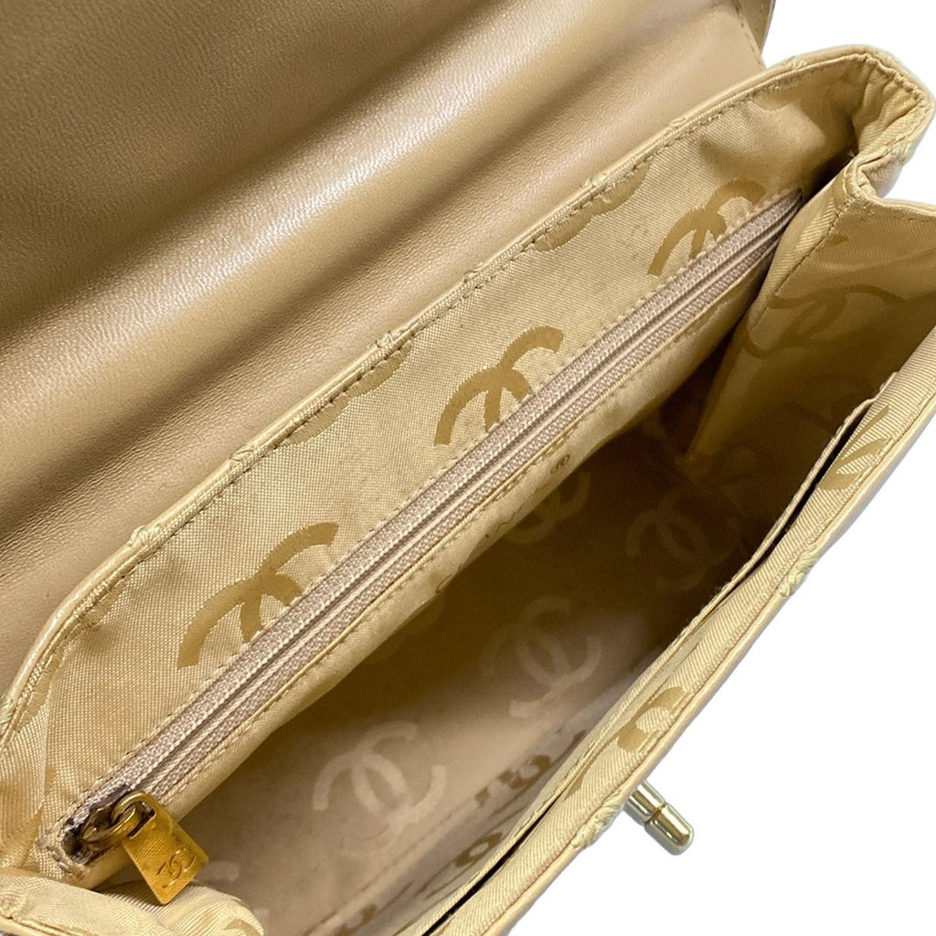 Chanel Shoulder Bag Ultra Stitch Beige Gold Flap Leather — view 7