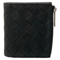 Bottega Veneta Bifold Wallet Intrecciato Black L-shaped Zipper Leather