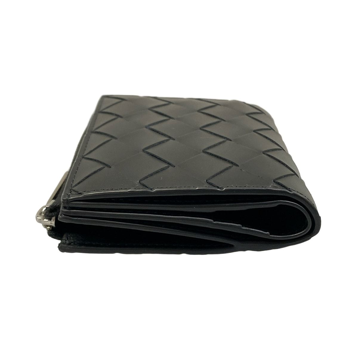 Bottega Veneta Bifold Wallet Intrecciato Black L-shaped Zipper Leather — view 9