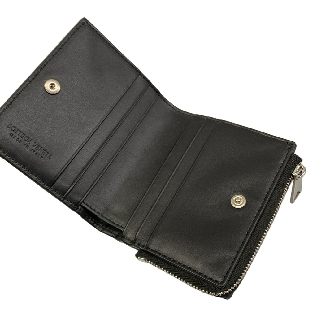 Bottega Veneta Bifold Wallet Intrecciato Black L-shaped Zipper Leather — view 3