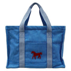 Hermes Tote Light Blue White Red Mother's Stripe Baby Line